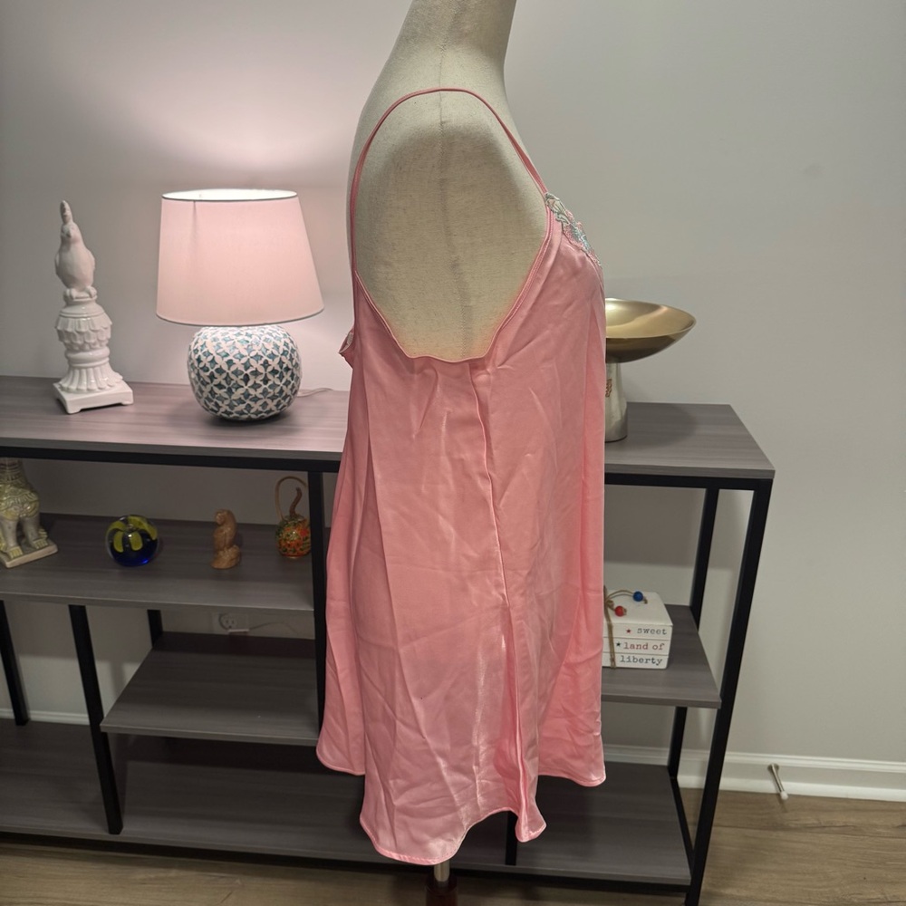 NWT Val Mode Lingerie 2-Piece Peignoir Set – Pink Satin & Floral Lace (Size M) - Picture 5 of 13